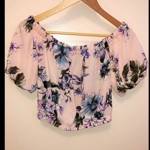 Light pink Off the shoulder flower top